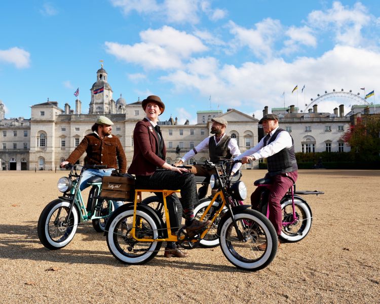 Tour group on ebikes at horseguards parade in london