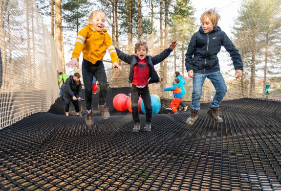 kids bouncing on nets adventure at go ape