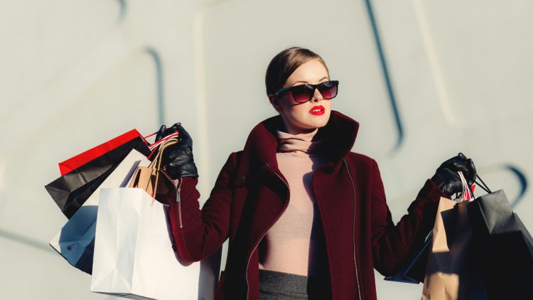 Woman carrying shopping bags