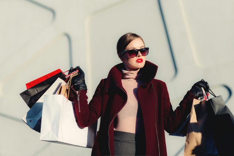 Woman carrying shopping bags