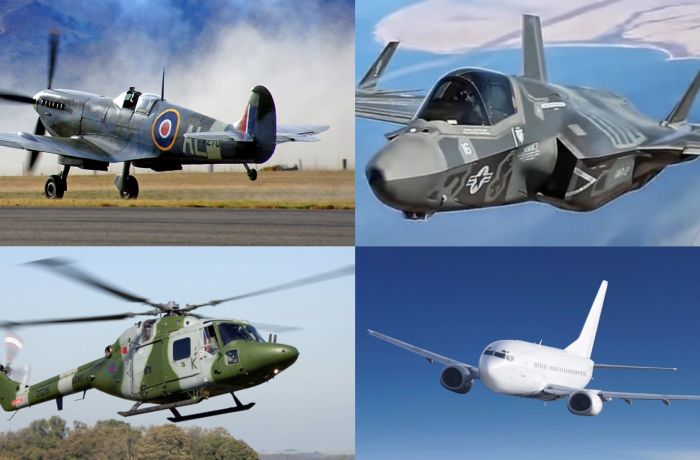 Four military aircraft for flight simulator experiences
