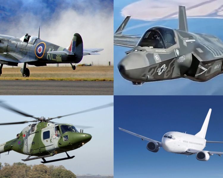 Four military aircraft for flight simulator experiences