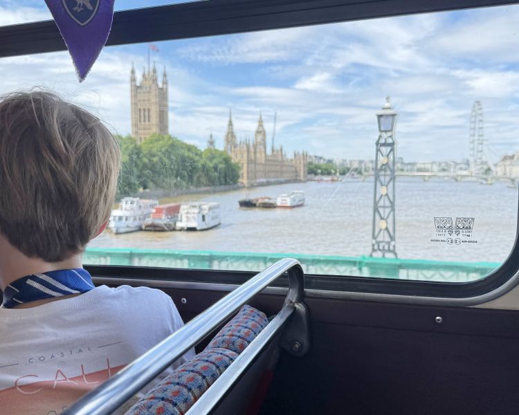 Looking out window on harry potter london bus tour