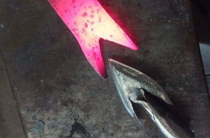 A forged arrowhead made on blacksmith experience day