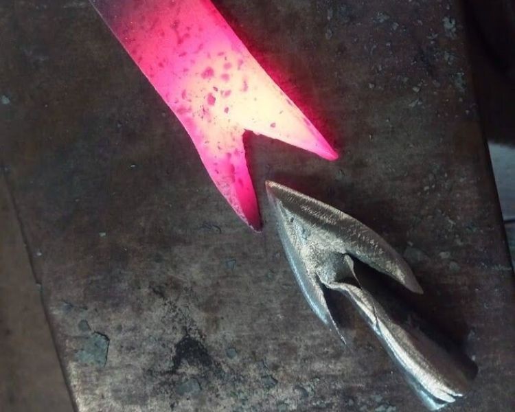 A forged arrowhead made on blacksmith experience day