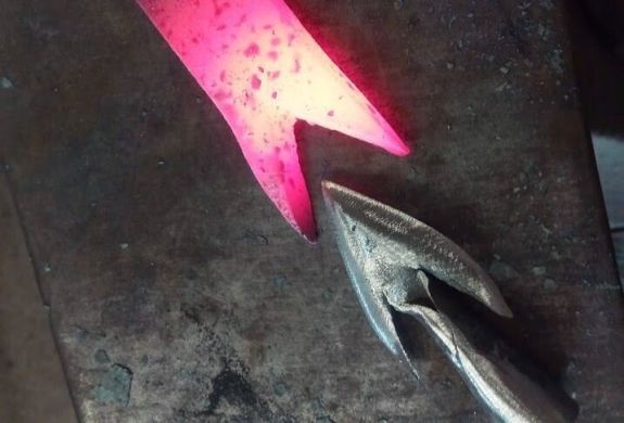 A forged arrowhead made on blacksmith experience day
