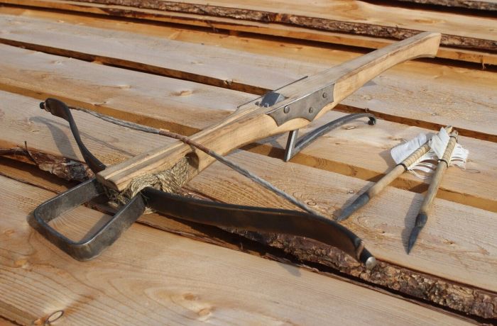 A medieval crossbow made on a blacksmith experience day