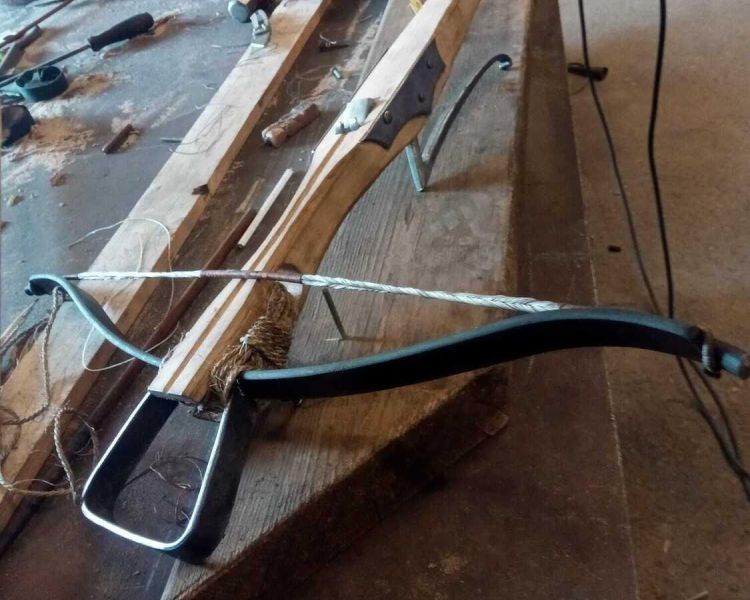 Crossbow made of wood and metal