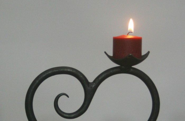 Decorative candle holder made on blacksmith experience day
