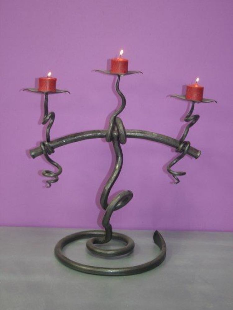 Three candle candle holder made on blacksmith experience day