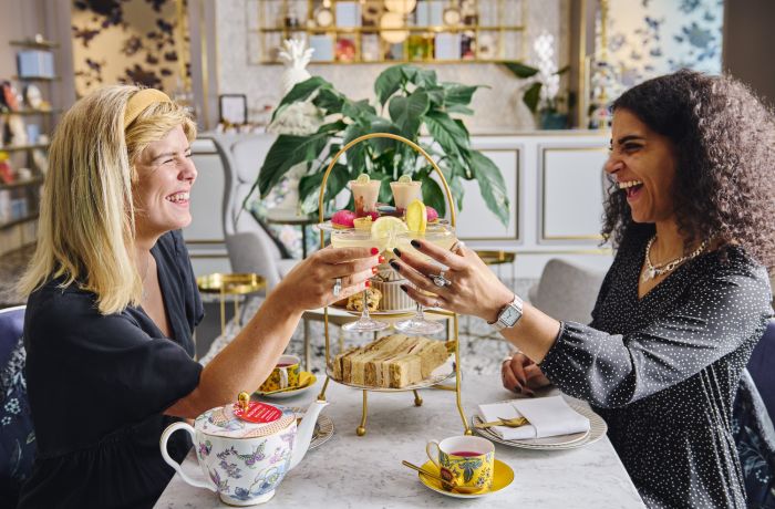 two ladies enjoying an afternoon tea at world of wedgwood