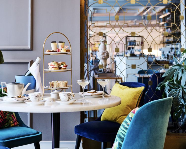 afternoon tea set up in the wedgwood tea room