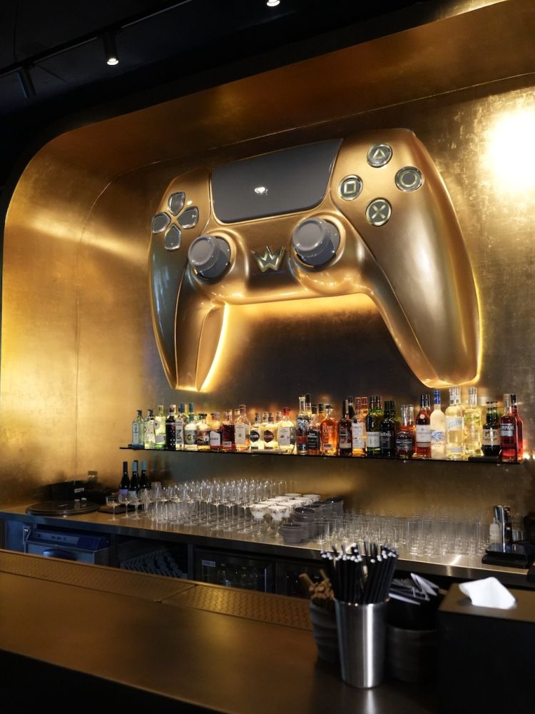 bar area at a gaming bar in london