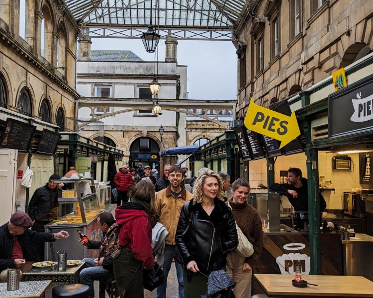 group on a walking food and drink tour in bristol