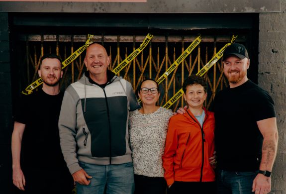 team photo after escape room