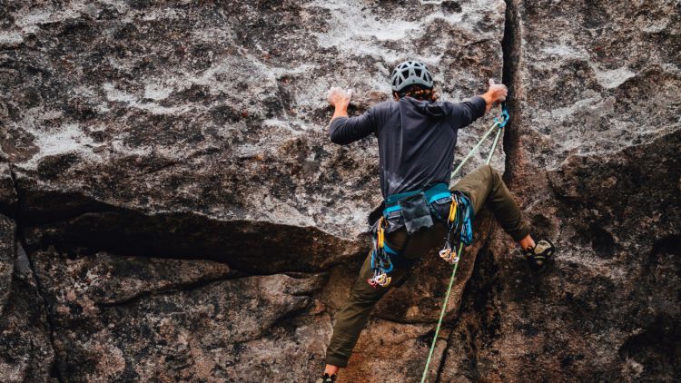 Man rock climbing
