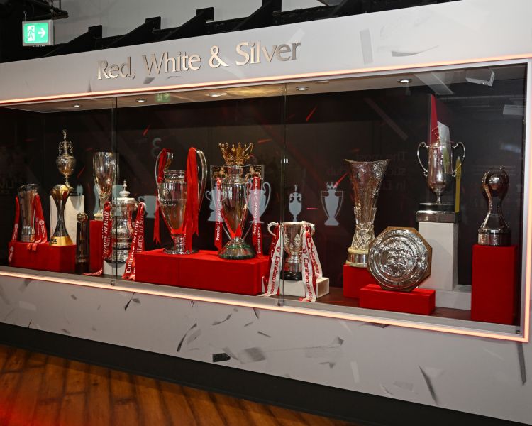 trophies at liverpool fc museum