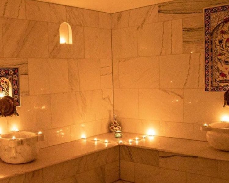 Candlelit steam room