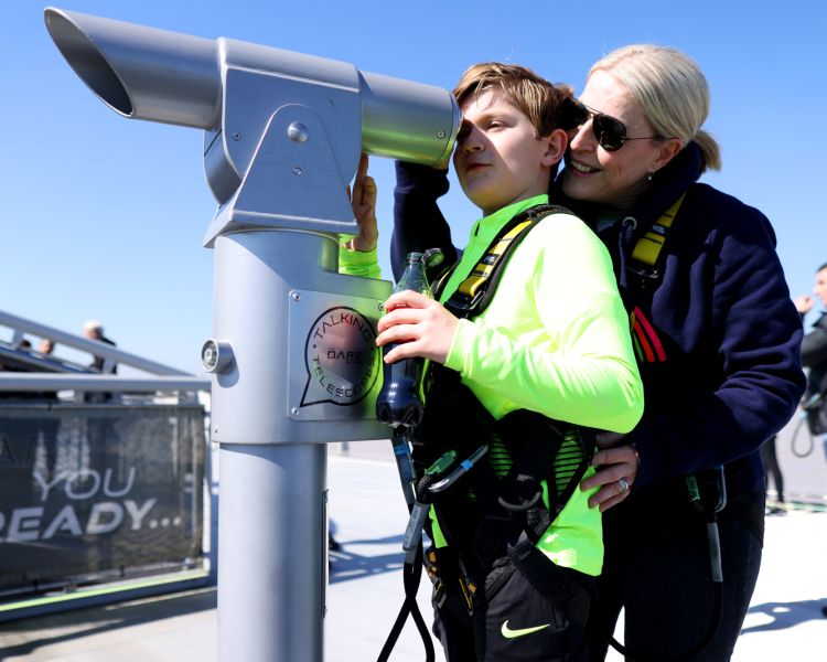 visitors looking through telescopes on the tottenham hotspur skywalk experience in london