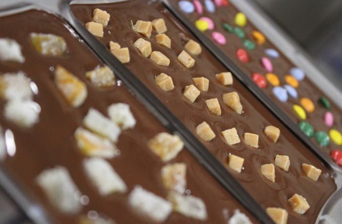 Chocolate bars made on chocolate making workshop