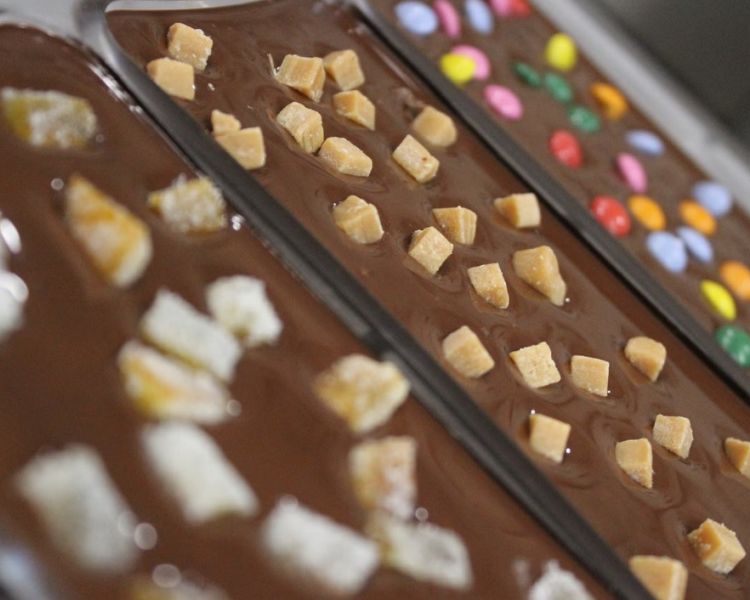 Chocolate bars made on chocolate making workshop