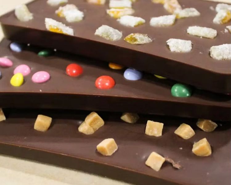 Chocolate bars with toppings