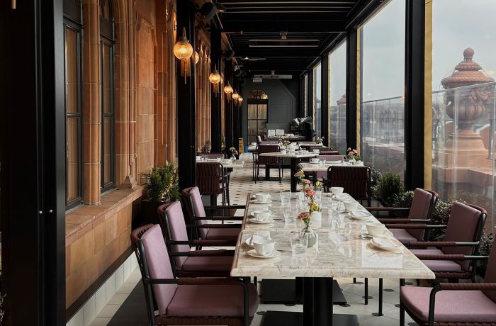 the terrace at harrods restaurant with views out over london