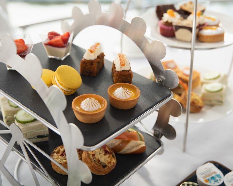 close up of the cakes for the afternoon tea on the london eye
