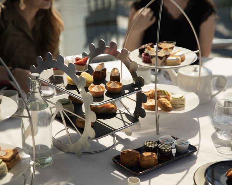 cakes and sandwiches for the afternoon tea on the london eye