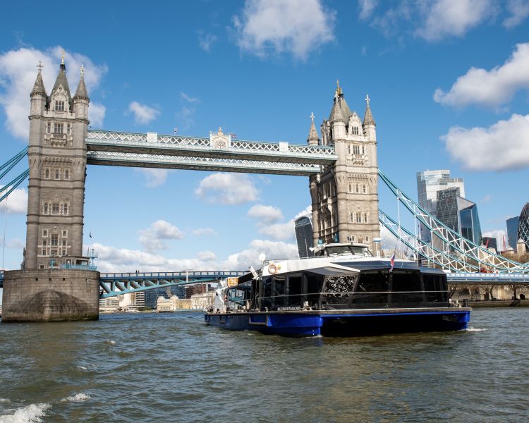 thames river cruise heading towards tower bridge