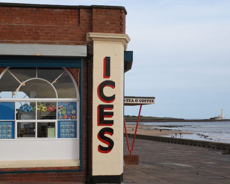 Ice cream shop by coast seen on vera tour