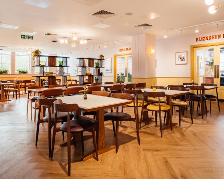 dining area at jamie oliver cookery school
