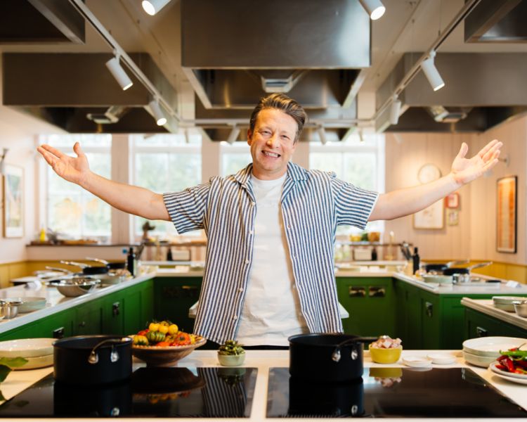jamie oliver at his cookery school in london