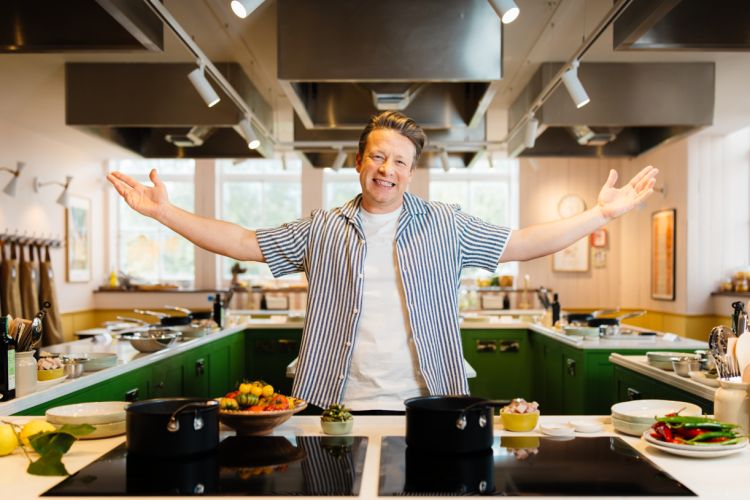 jamie oliver at his cookery school in london