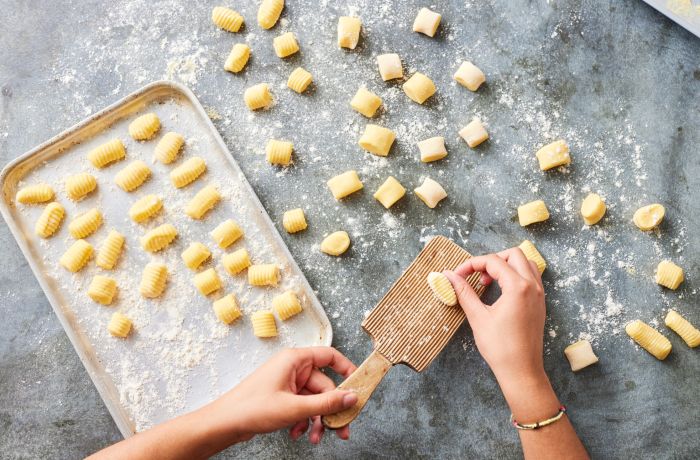 making gnocchi at jamie oliver cookery school london