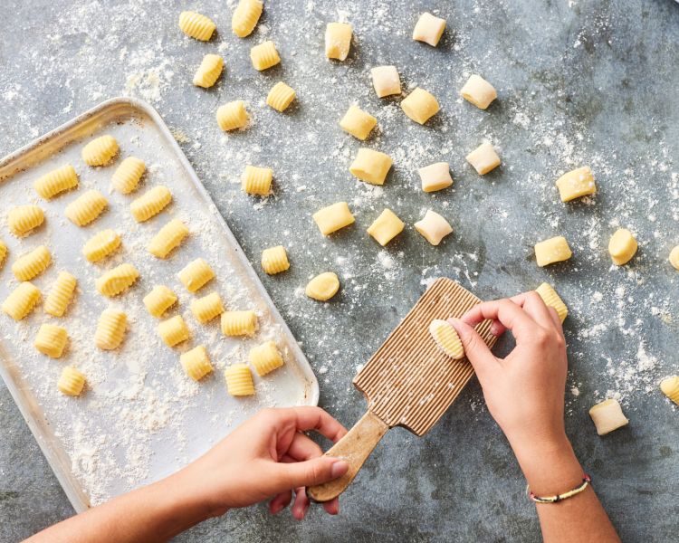 making gnocchi at jamie oliver cookery school london