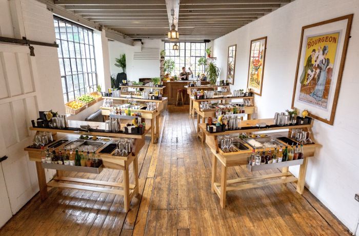 cocktail making class set up at london location