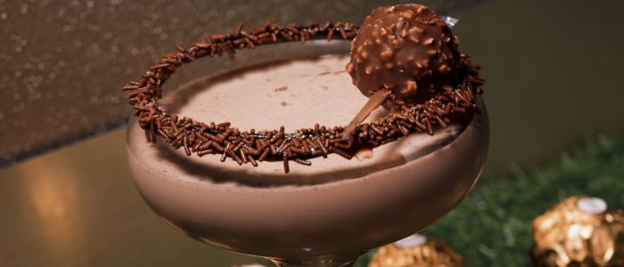 a ferrero rocher cocktail at the chocolate cocktail club in london