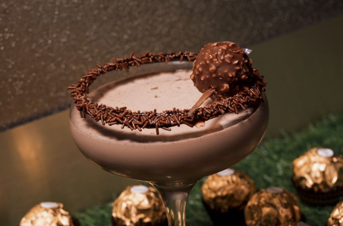 a ferrero rocher cocktail at the chocolate cocktail club in london