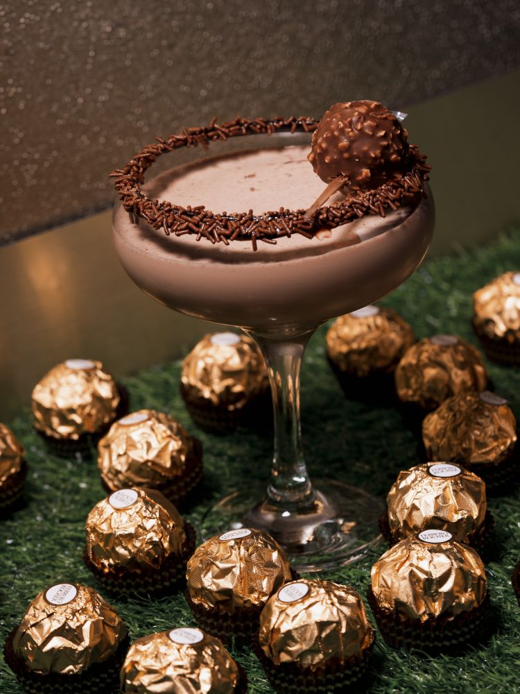 a ferrero rocher cocktail at the chocolate cocktail club in london