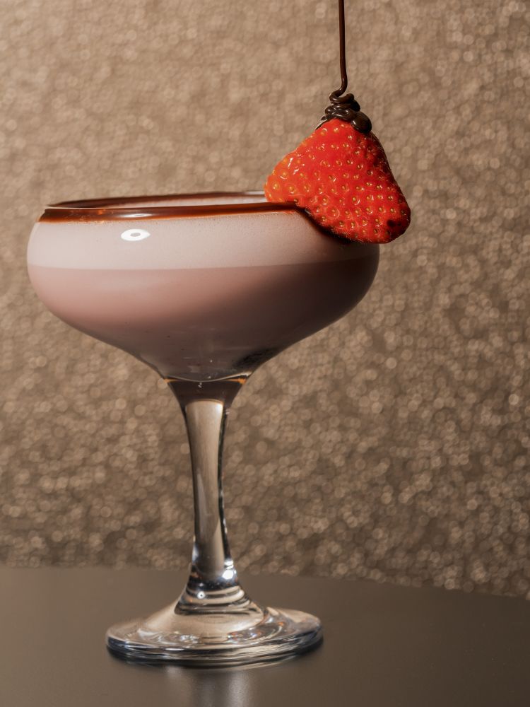 a shamazing strawberry cocktail at the chocolate cocktail club in london