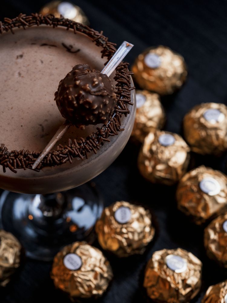 ferrero rocher cocktail at the chocolate cocktail club in london